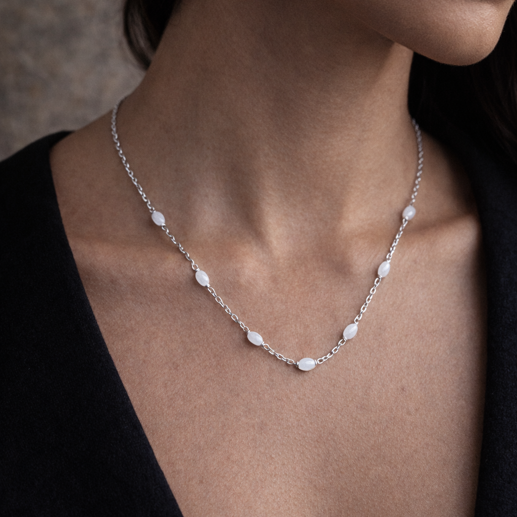 Pearl Pillar Chain Silver